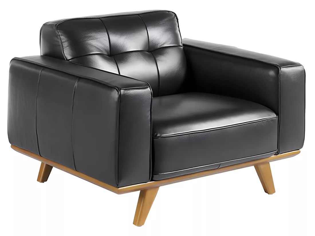 Fauteuil en cuir et pieds en bois 5037 ANGEL CERDA
