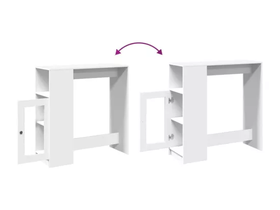 Table de bar avec étagères blanc bois d'ingénierie