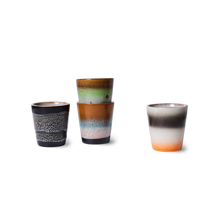 HKliving 70's Ceramic Ristretto mok set van 4 good vibes