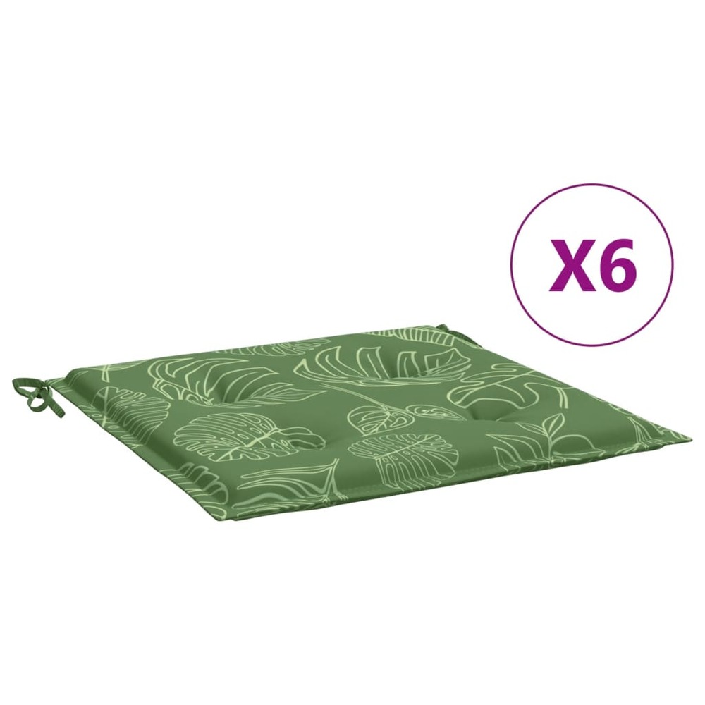 Coussins de chaise lot de 6 motif de feuilles 50x50x3 cm tissu