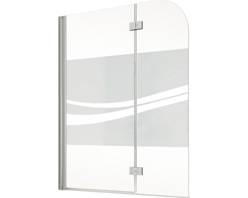 2-delige badwand SCHULTE Komfort 112 x 140 cm, glasdecor Liane, profielkleur chroomlook D3353 41 97 140