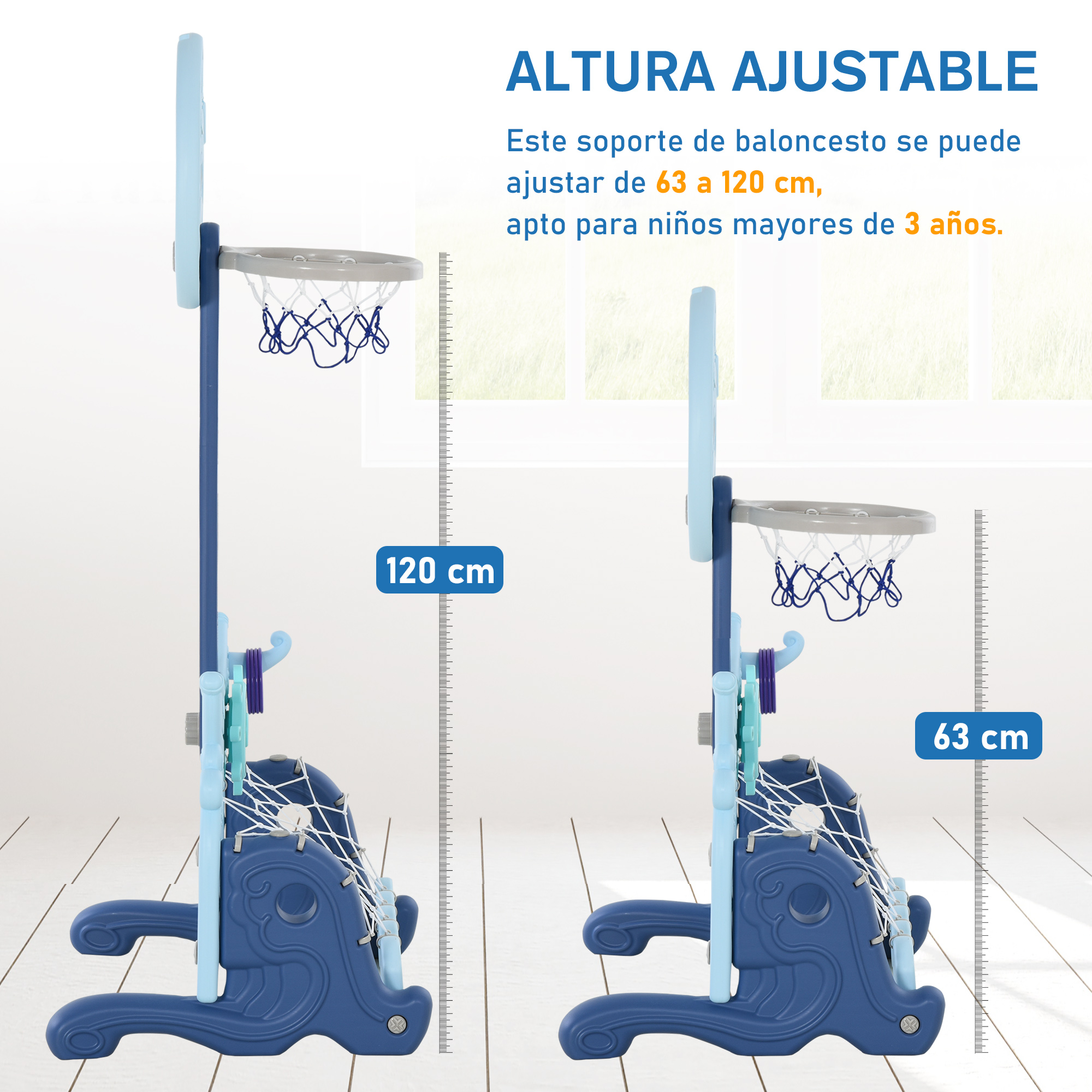 Conjunto esportivo azul HOMCOM com suporte 4 em 1 para crianças