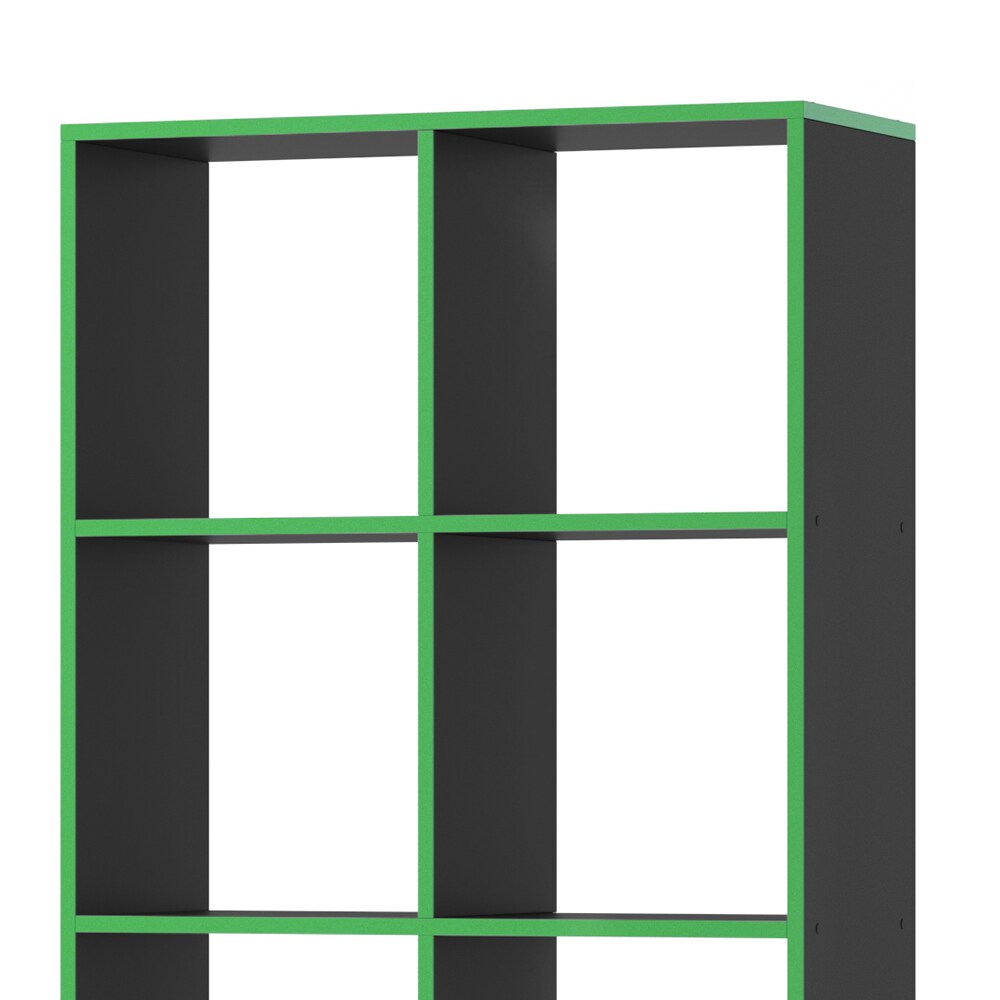 Vicco Raumteiler Standregal Bücherregal 8 Fächer Scutum Schwarz Grün Hochregal
