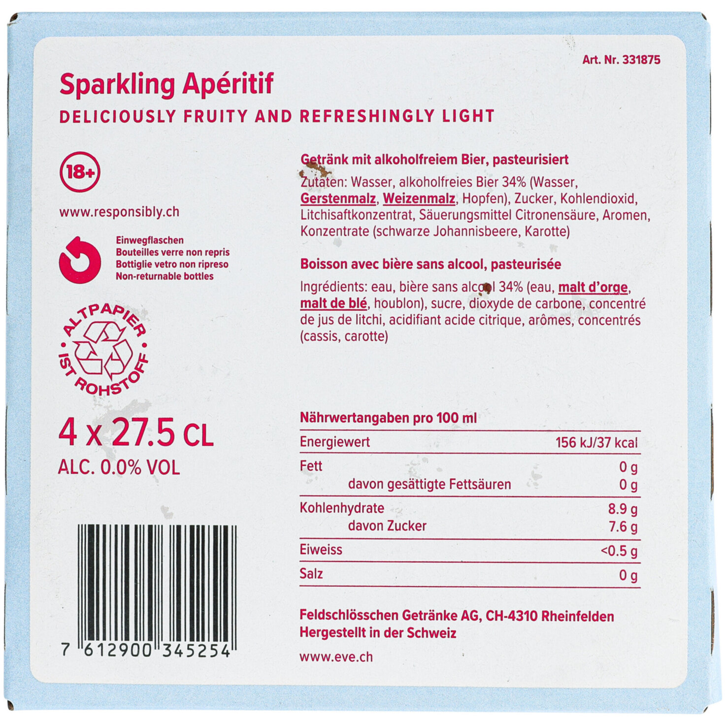 Eve Litchi 0.0% Alkoholfrei 4x27.5cl -110cl