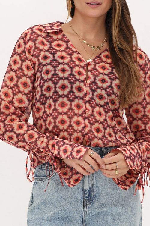 Multikleur tie dye top met bloemen