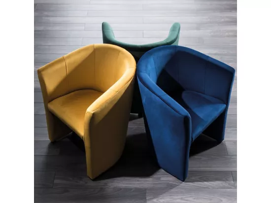 Fauteuil cabriolet confort velours curry Tisso