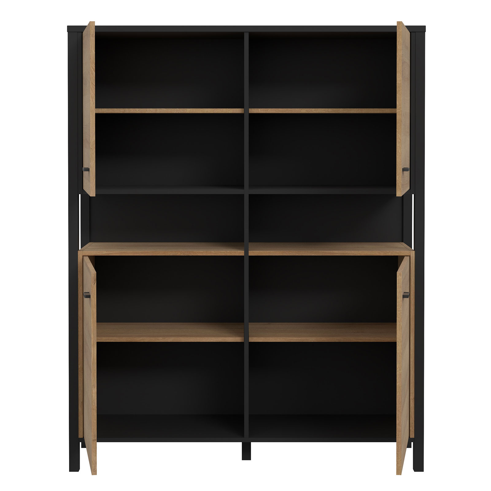 Highboard - Riviera Eiche - schwarz - 121,3 cm