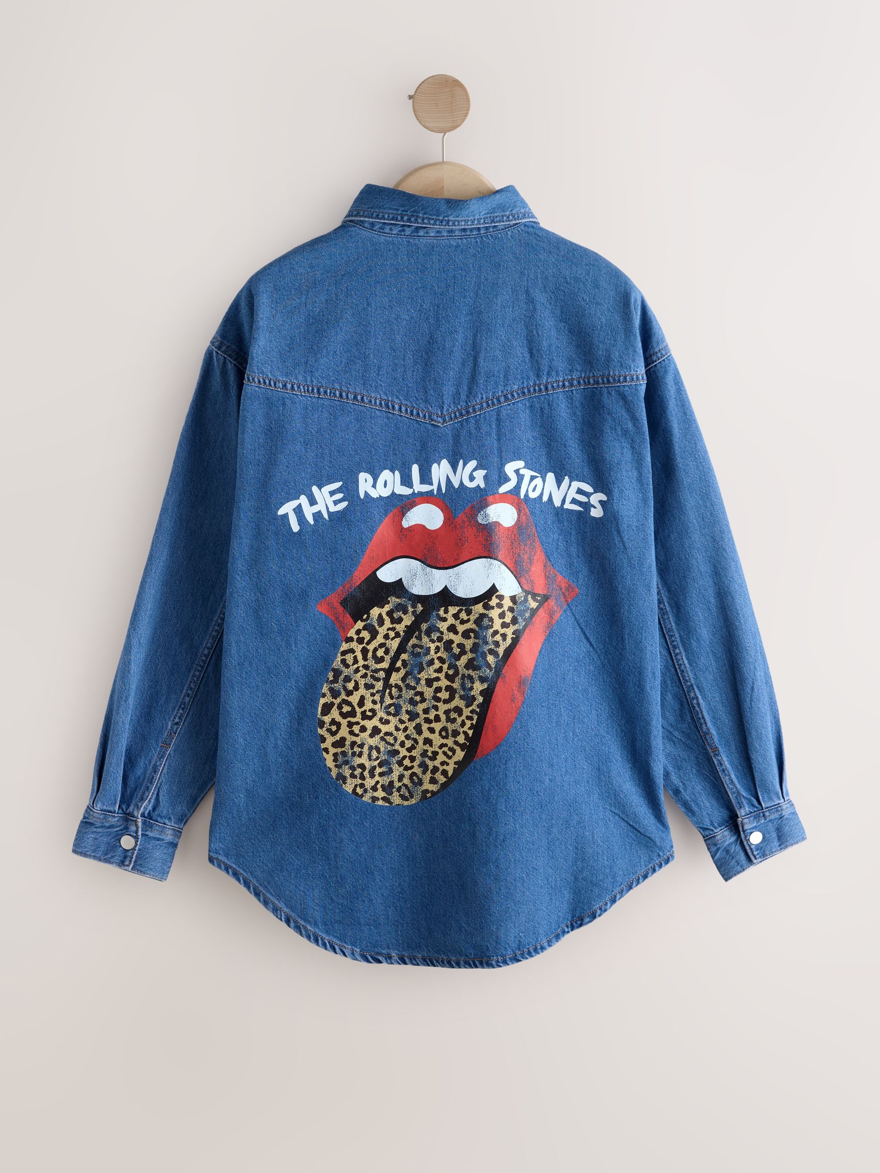 Mid Blue The Rolling Stones License - Oversized denim overhemd