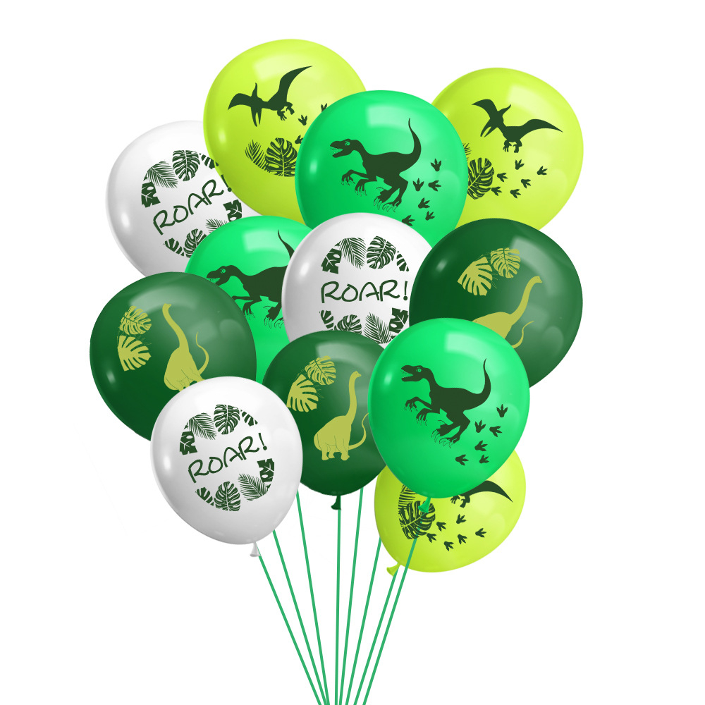 (99-tlg. Set) Happy Birthday Girlande Kinder Geburtstags Party Deko Dinosaurier   Latex- und Folienballons / Kuchenstecker - Grün