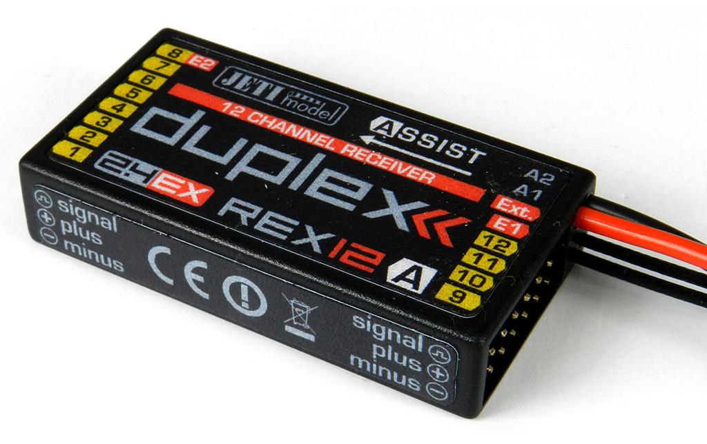 Empfänger Duplex REX 12 EPC Assist 2.4 GHz EX<br>Telemetrie-fähiger 12 Kanal Empfänger kompatibel mit Duplex 2.4 GHz EX und EX-Bus Protokoll