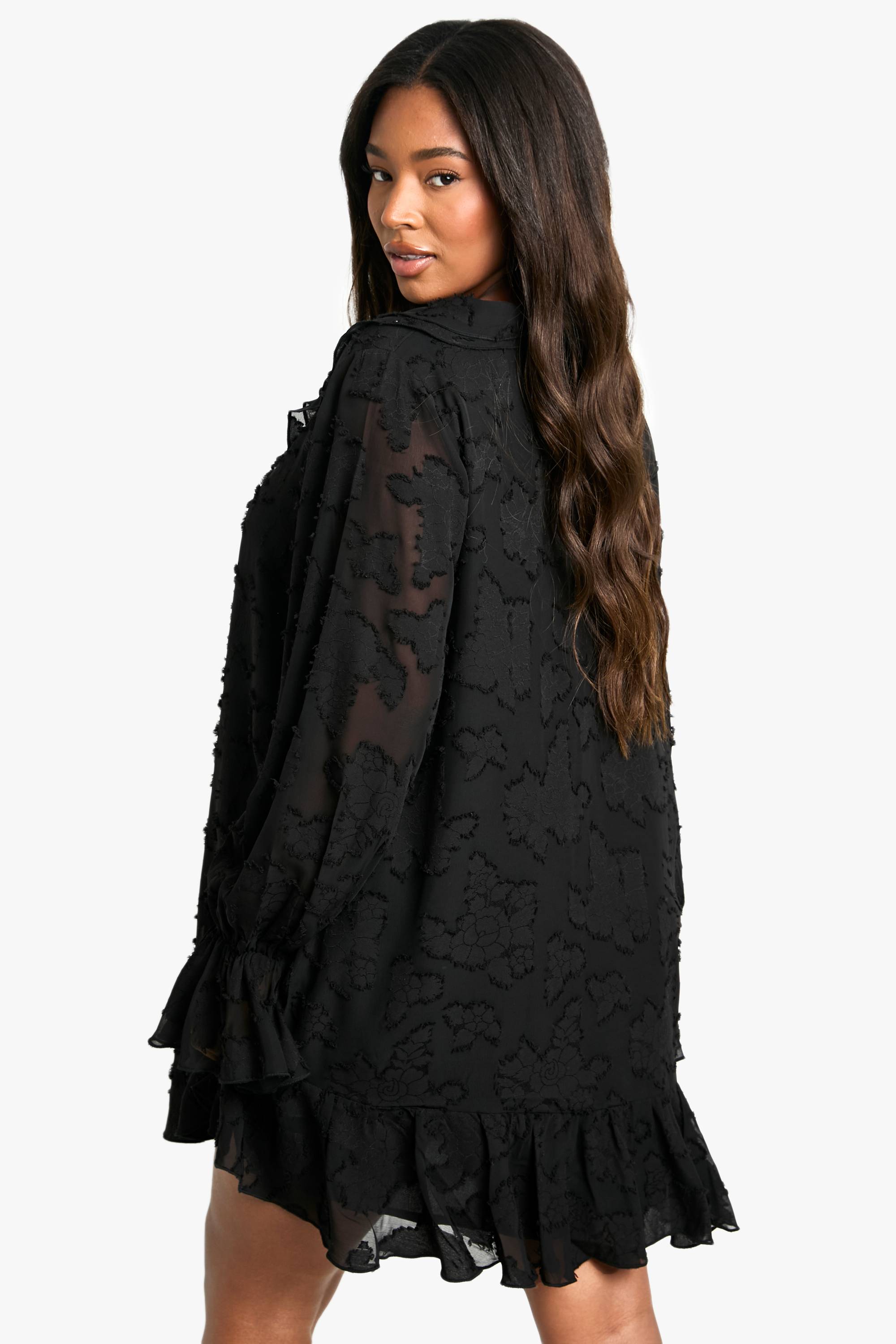 boohoo ROBE SHIFT FLORALE BURNOUT EN TAILLE PLUS