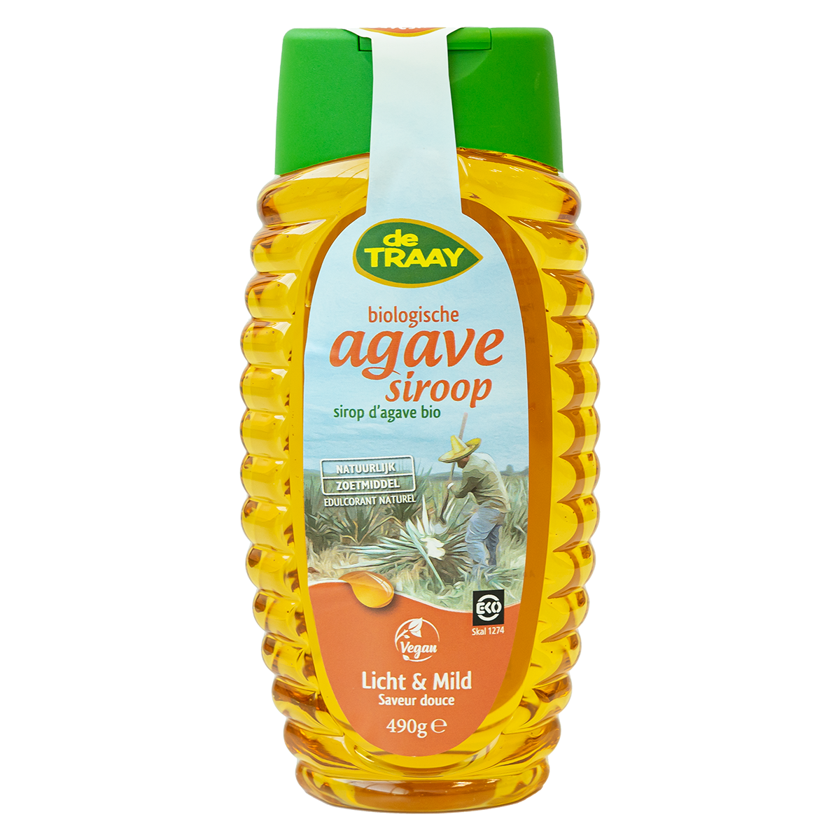 De Traay Agavesiroop mild/licht (bio) 490 gram
