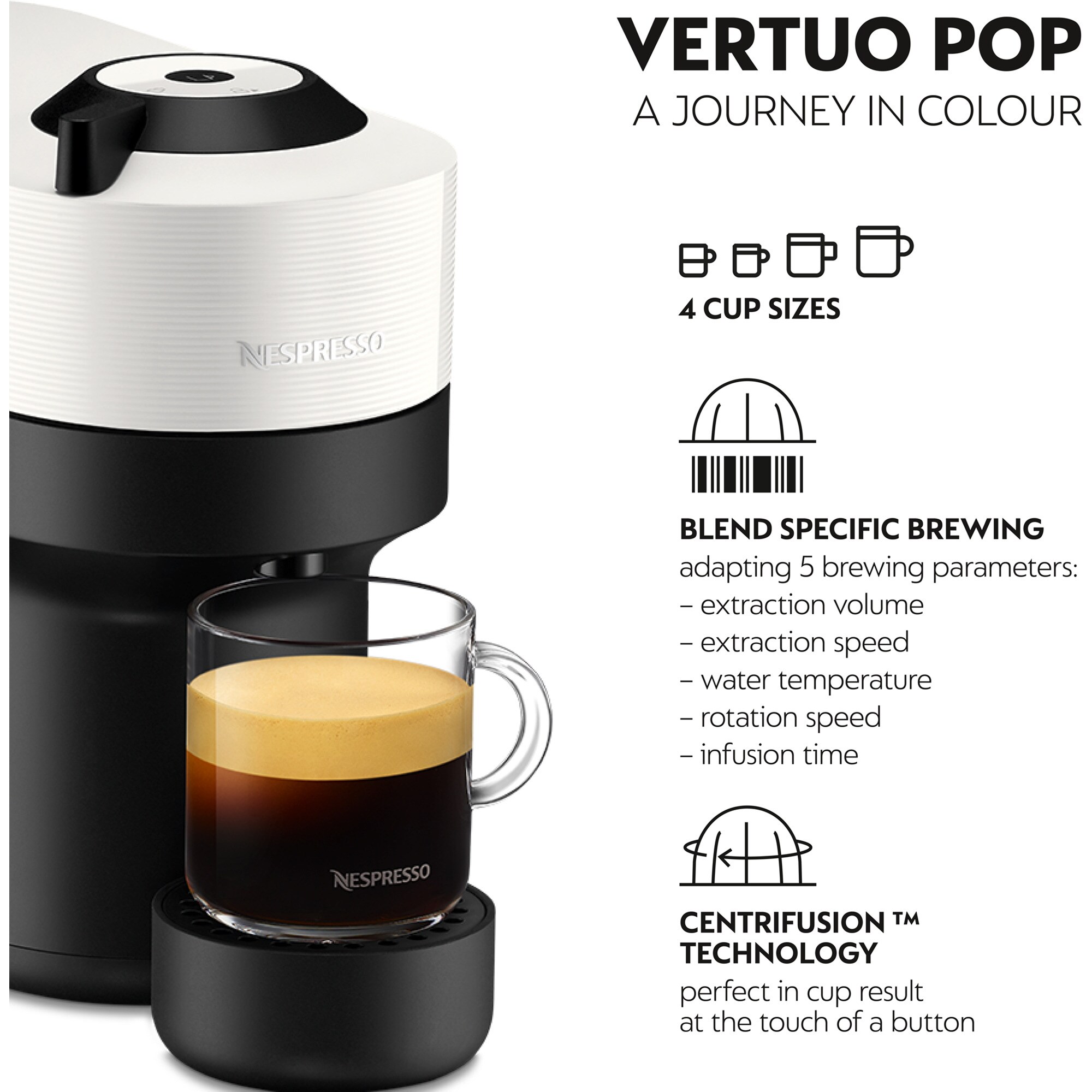 Krups Kapselmaschine Nespresso Vertuo Pop Coconut White XN9201
