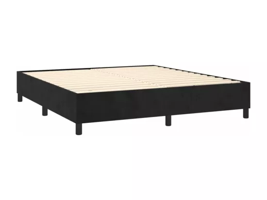 Sommier tapissier avec matelas et LED Noir 160x200 cm Velours