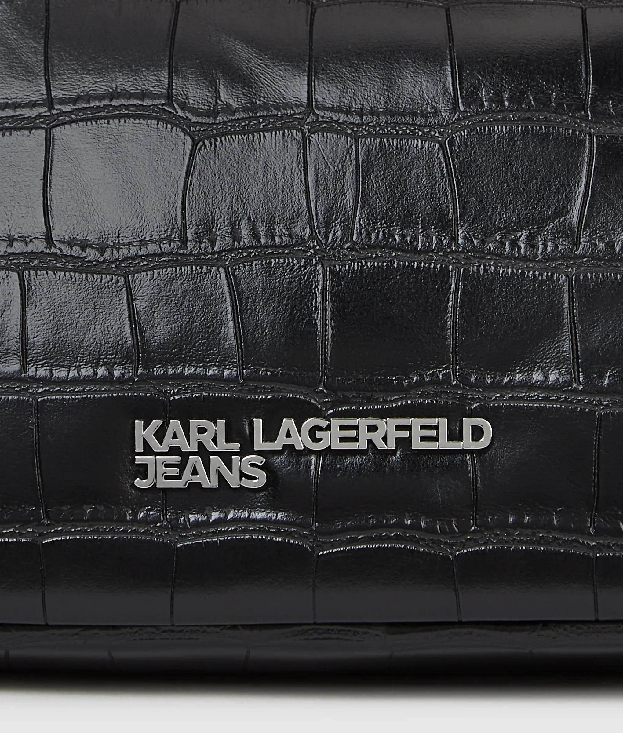 Langwerpige schoudertas van leer in croco look