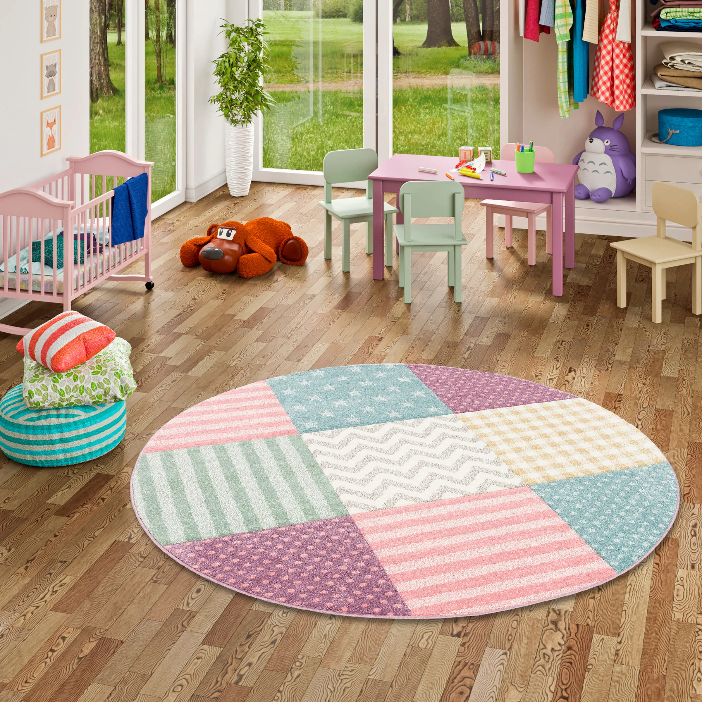 Pergamon Kinder und Jugend Teppich Maui Sterne Rund Bunt