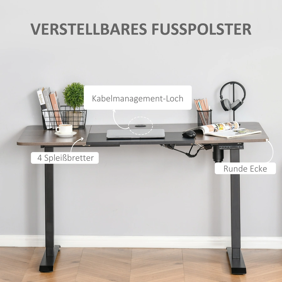 Vinsetto PC-Tisch elektrisch höhenverstellbar, LED-Anzeige Schwarz