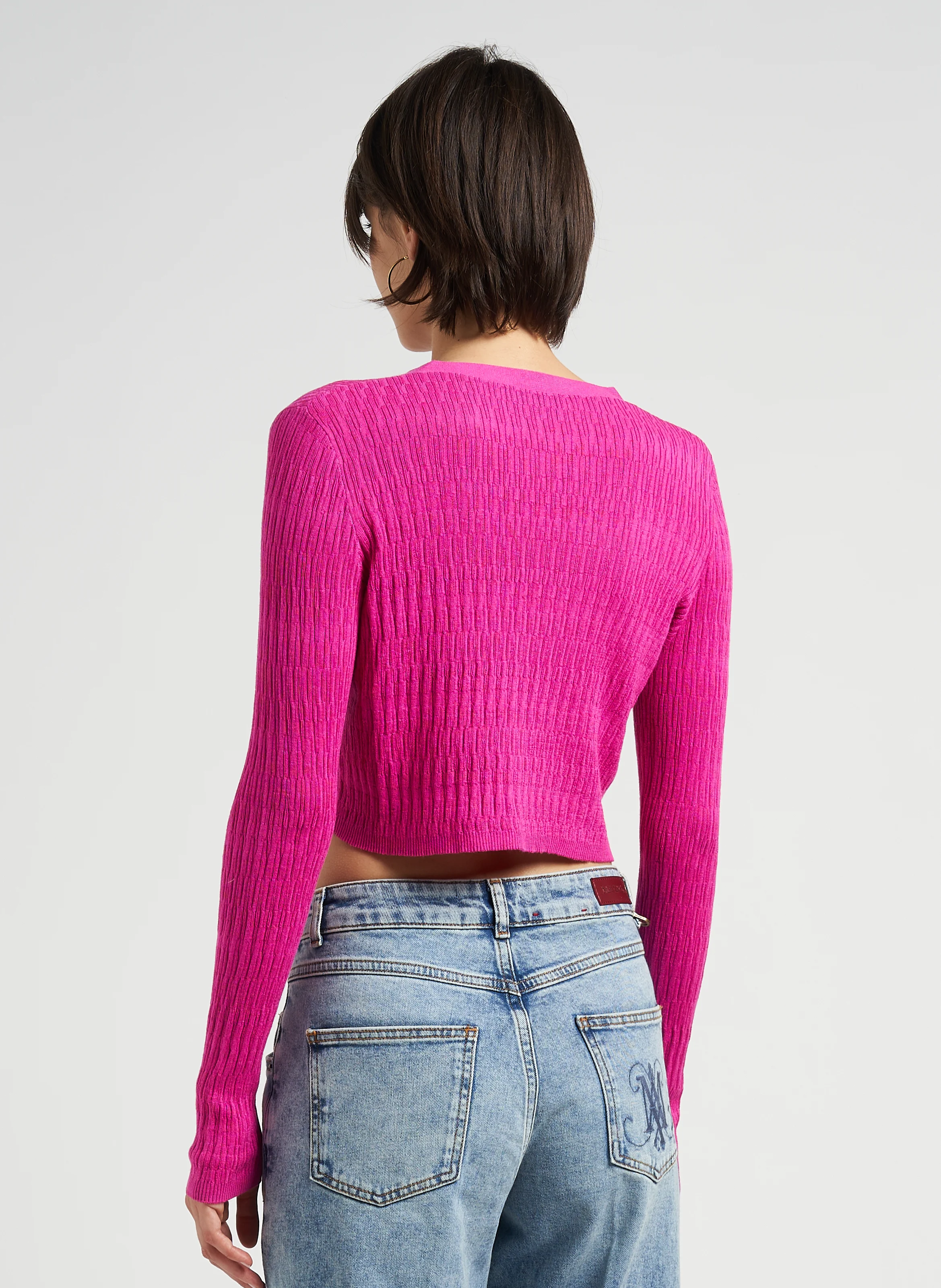 SILVIA - Cardigan court en coton mélangé | Rose