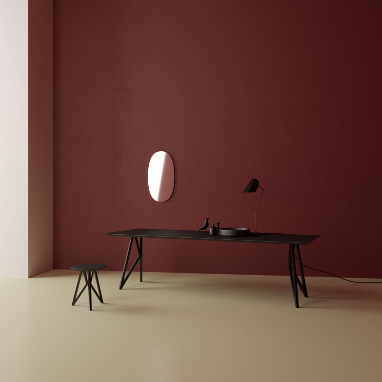 Studio HENK Butterfly tafel 300x100 wit frame, hardwax light 3041, verjong afgerond