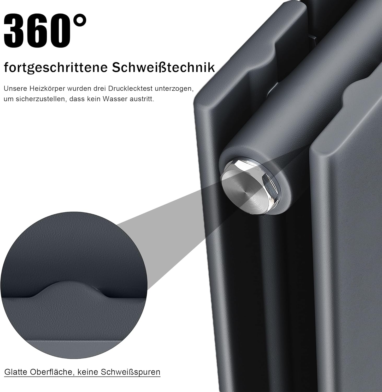 SONNI Design Heizkörper 600x465mm Anthrazit, Doppellagig Heizkörper flach und klein für Badezimmer, vertikaler Badheizkörper flach Paneelheizkörper für Bad Flachheizkörper mit Seitenanschluss