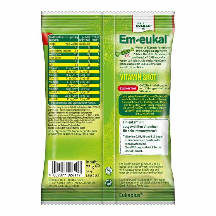 EM-Eukal Vitamin SHOT sauer zuckerfrei, 75 g