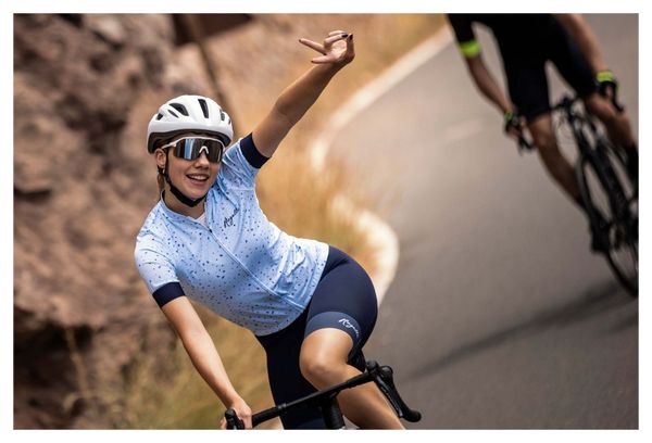 Maillot Manches Courtes Velo Rogelli Terrazzo - Femme - Bleu clair/Marine