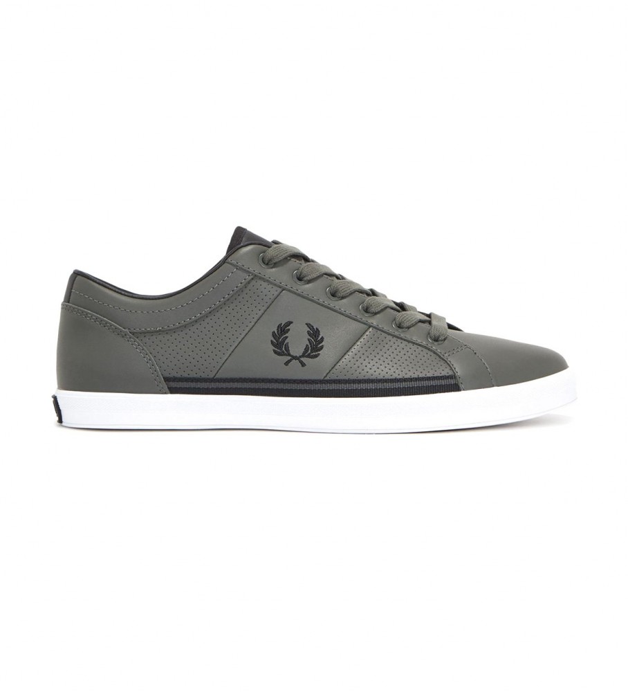 Chinelo Fred Perry Kingston de couro verde