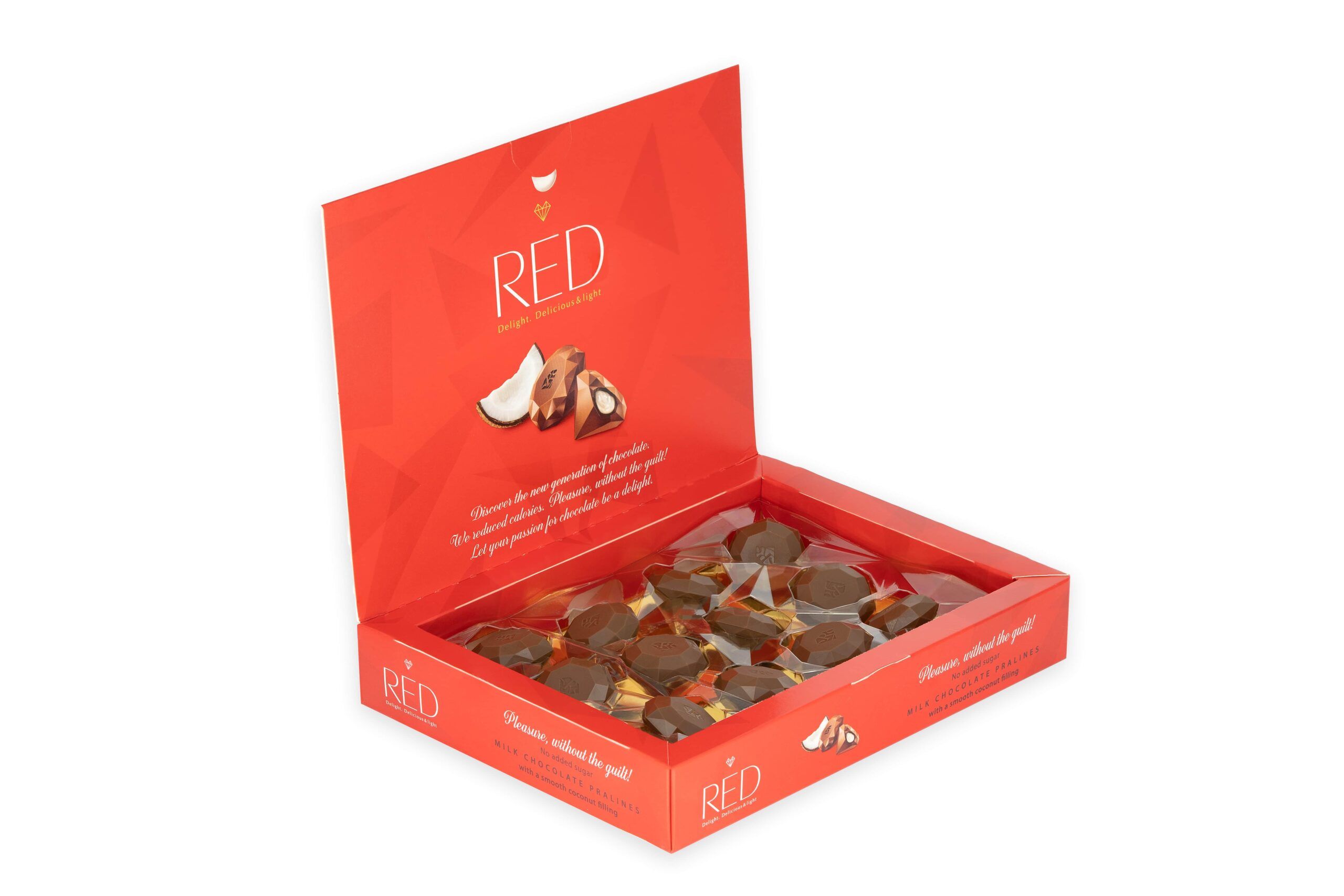 RED Milk Chocolate Pralines with Coconut Filling