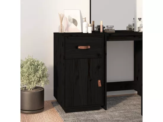 Armoire de bureau Noir 40x50x75 cm Bois massif de pin
