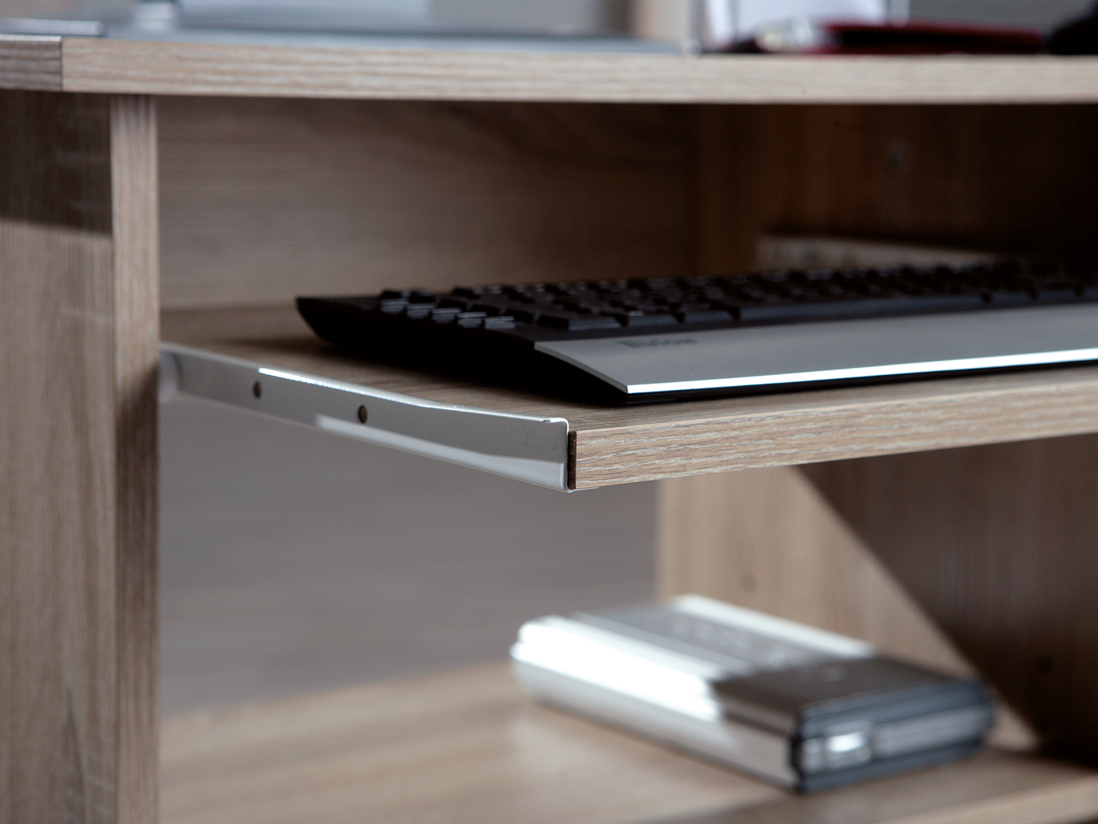 Schreibtisch DURINI - Sonoma Eiche - mit Tastaturablage - 80 cm