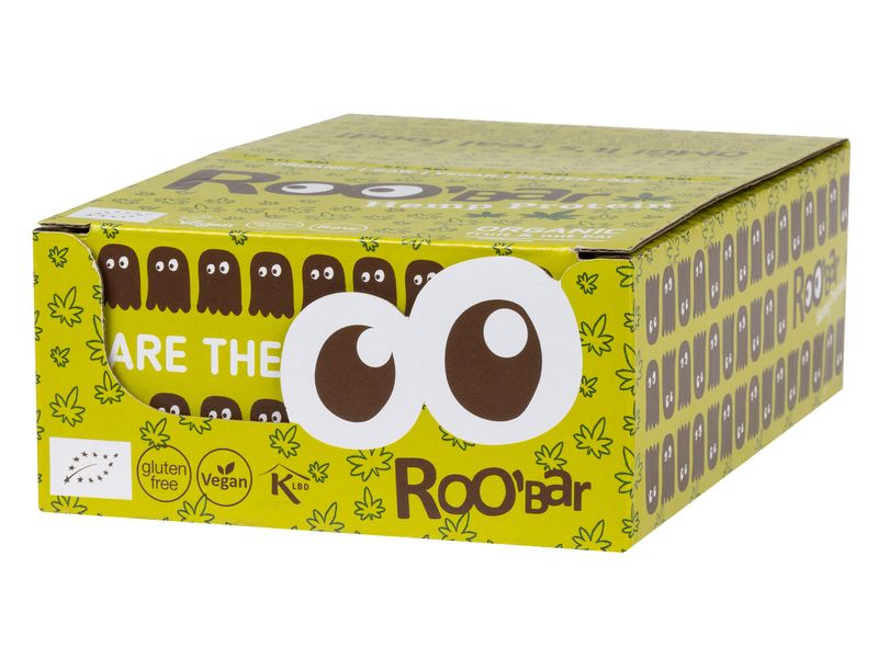 Roobar Rohkostriegel Hanf Protein 16 x 50 g Bio-Riegel auf Basis von Datteln und Mandeln