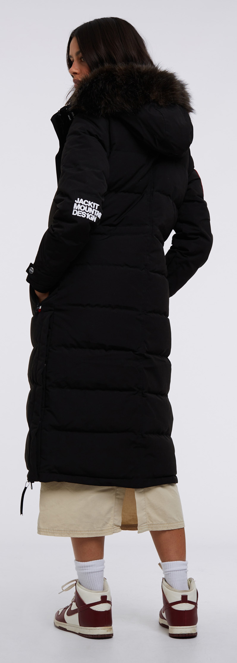 Neo Mountain Parka Extra Long Dame Black/Dark Bear