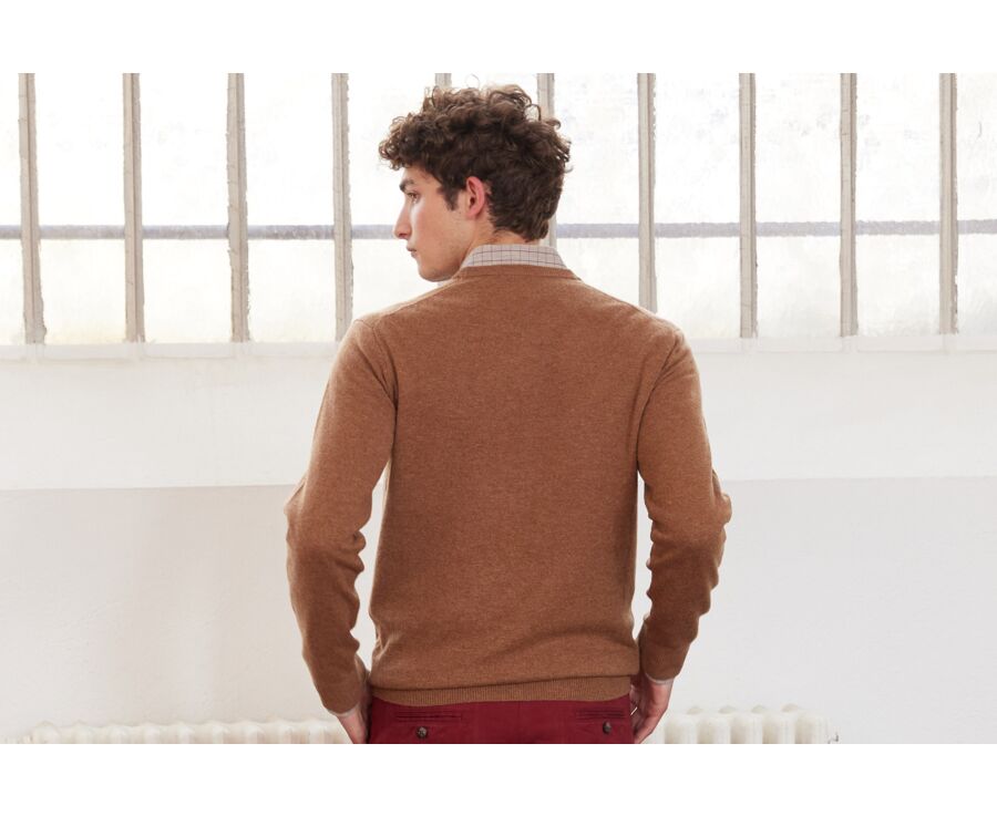 Pull col rond homme laine Noisette Chiné - CONAN