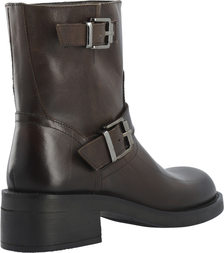 Bianco BIAHARPER Mid Calf Biker Boot Pull Up Leather Chestnut