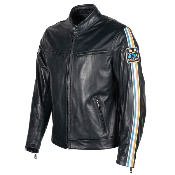 Helstons - Blouson Race Cuir Aniline Bleu