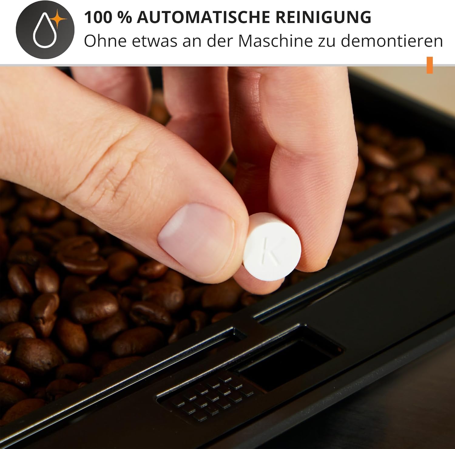 Krups Essential Kaffeevollautomat mit Milchschlauch, 2-Tassen-Funktion, LCD-Display, Einfache Reinigung, Kaffeemaschine, TÜV-Siegel, Schwarz, EA816031