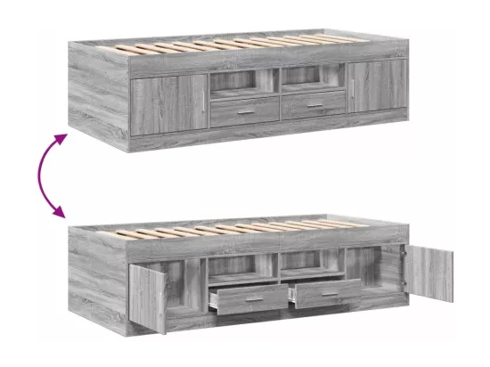 Lit de jour avec tiroirs sans matelas sonoma gris 100x200 cm