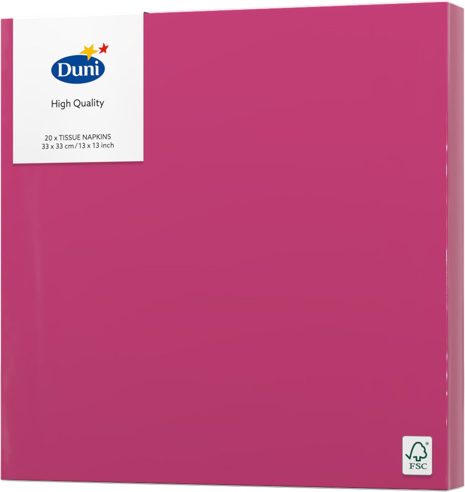 Duni servet Fuchsia roze 33 x 33 cm 20 stuks