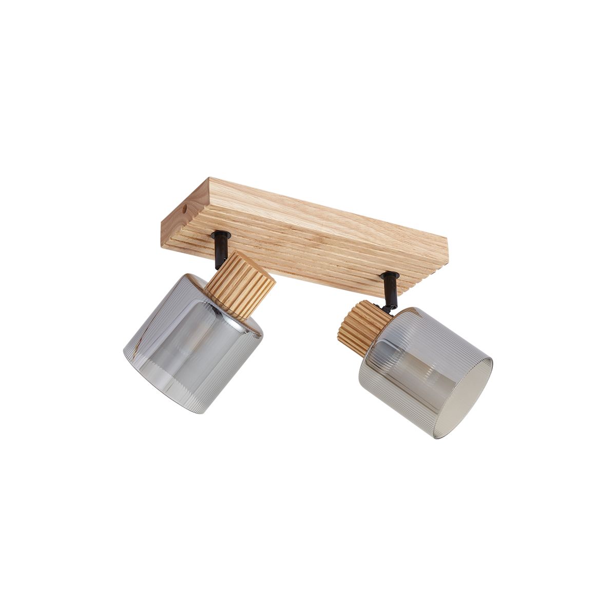 Moderne spot hout met smoke glas 2-lichts draai- en kantelbaar - Gracy