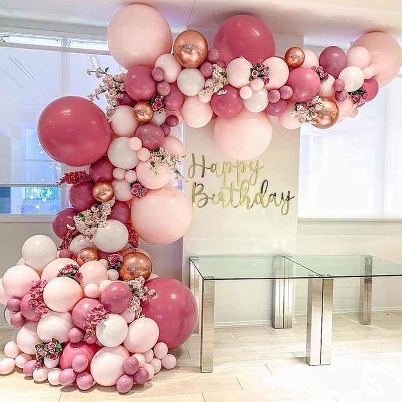 (96-tlg. Set) Party Deko Ballons Latex Luftballons - Rosa / Pink
