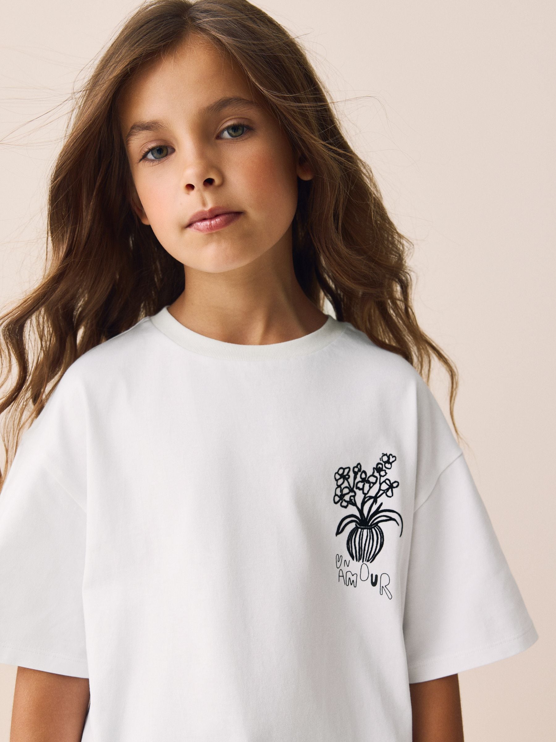 Witte vaas - Oversized T-shirt met grafische print (3-16jr)