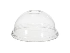 Plastlåg Verive Kuppel Ø95xH41mm Med Hul Til Sugerør RPET Klar,16 ps x 50 stk/krt