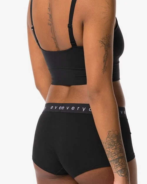 boxer femme taille haute en coton noir