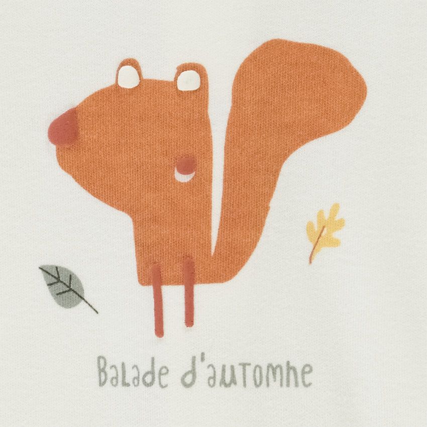 Ensemble ludique 3 pièces motif écureuil pour bébé garçon - Ecru