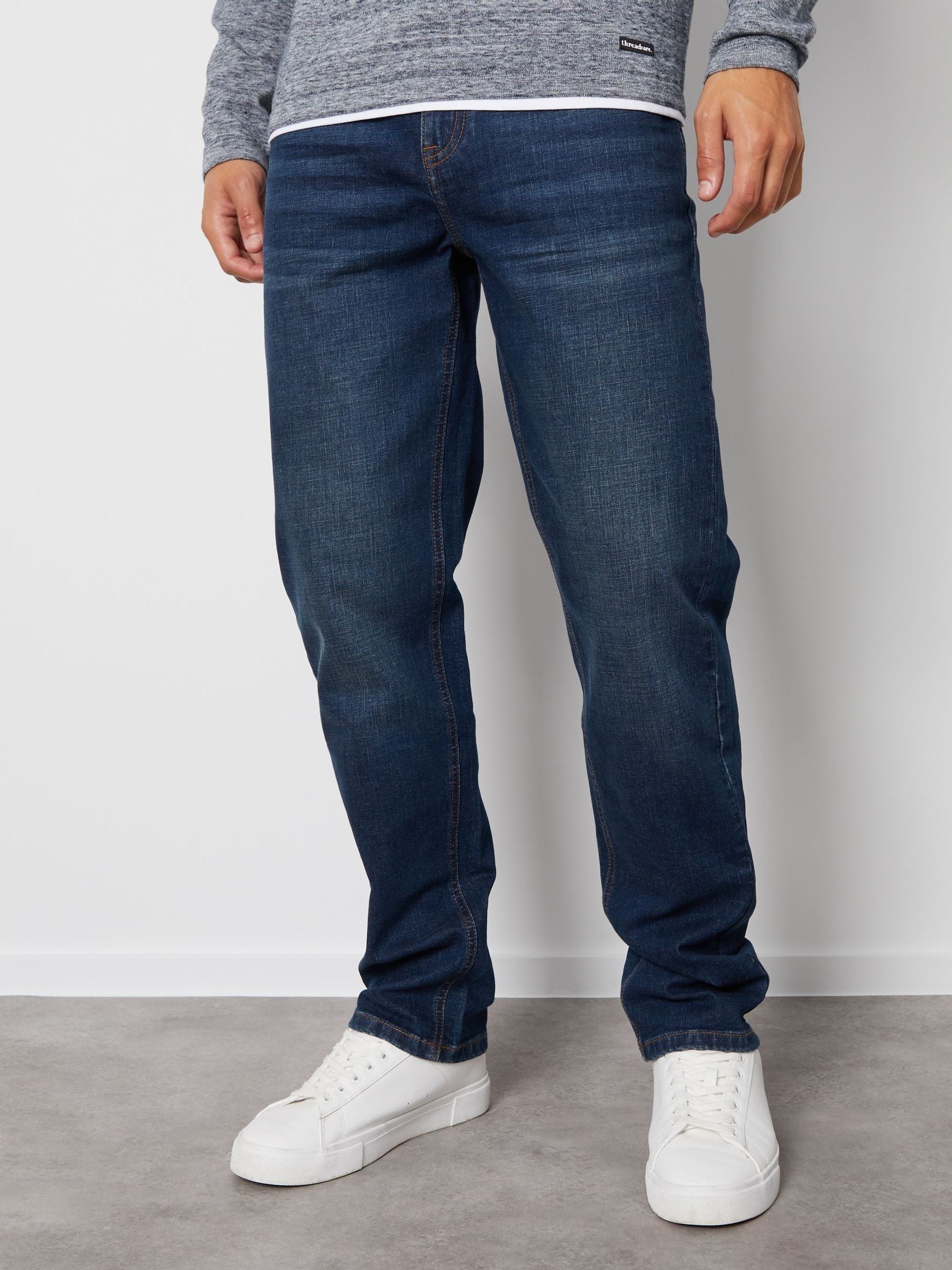 Midnight Blue - Threadbare - Straight-fit jeans met stretch