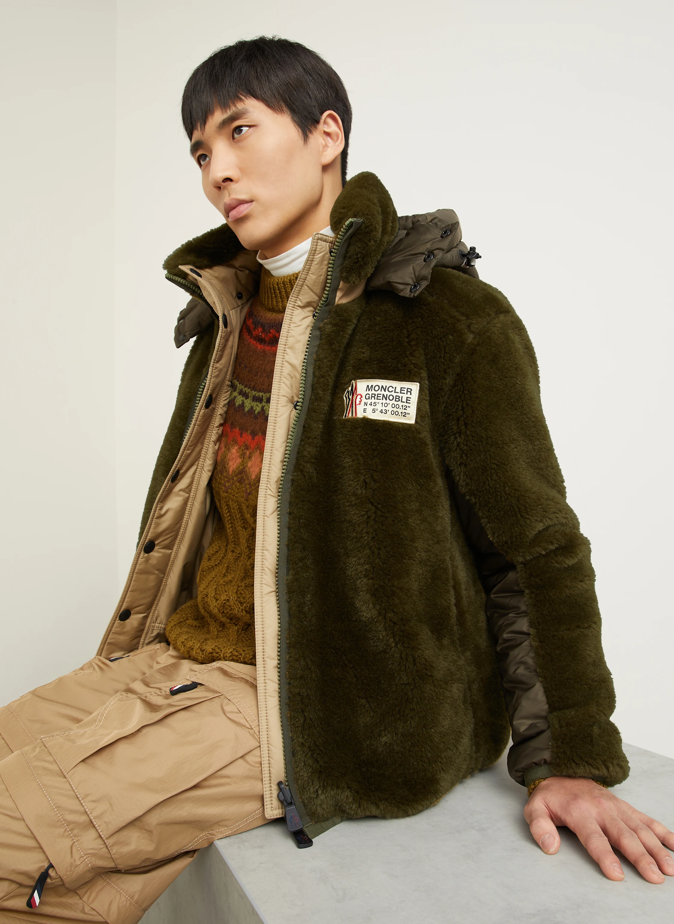 MONCLER GRENOBLE Teddyfell-Jacke WENGI zum Wenden