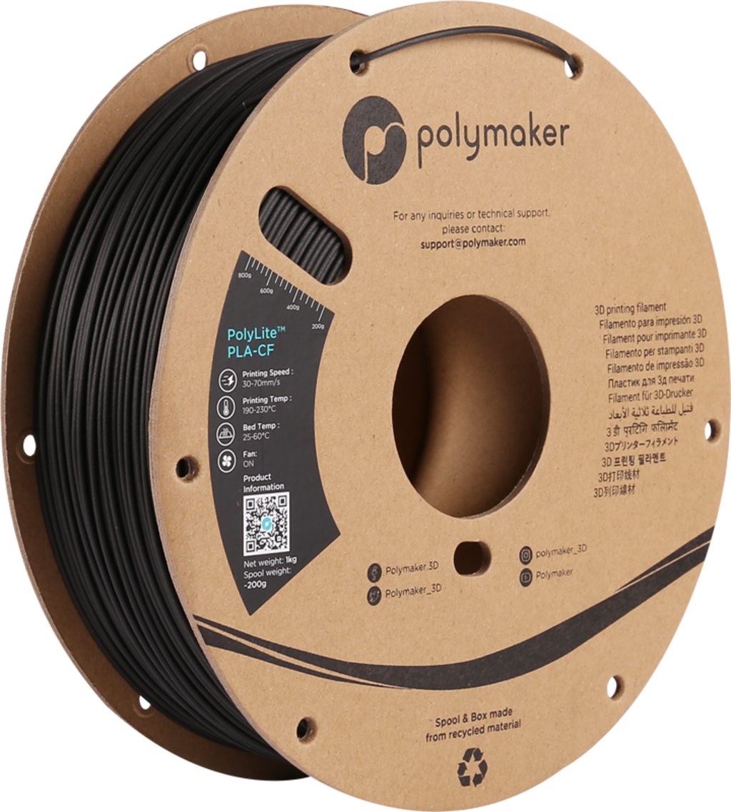 Polymaker  PolyLite PLA-CF Black, 1,75 mm / 1000 g    Robustes PLA-Filament