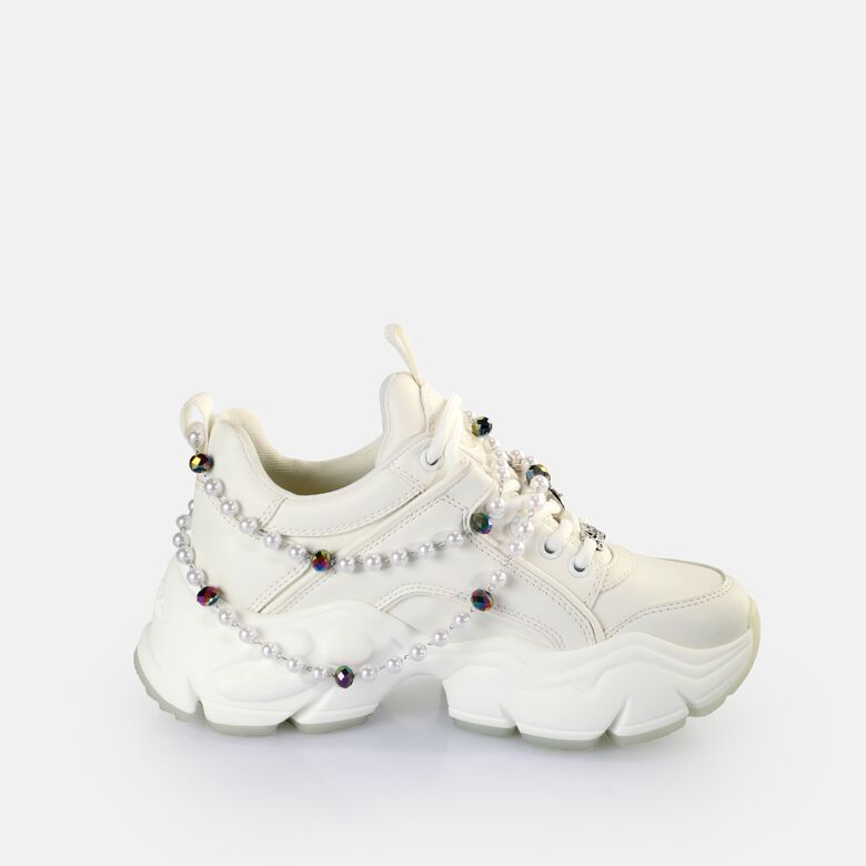 Binary Charm Baskets basses véganes, blanc perle