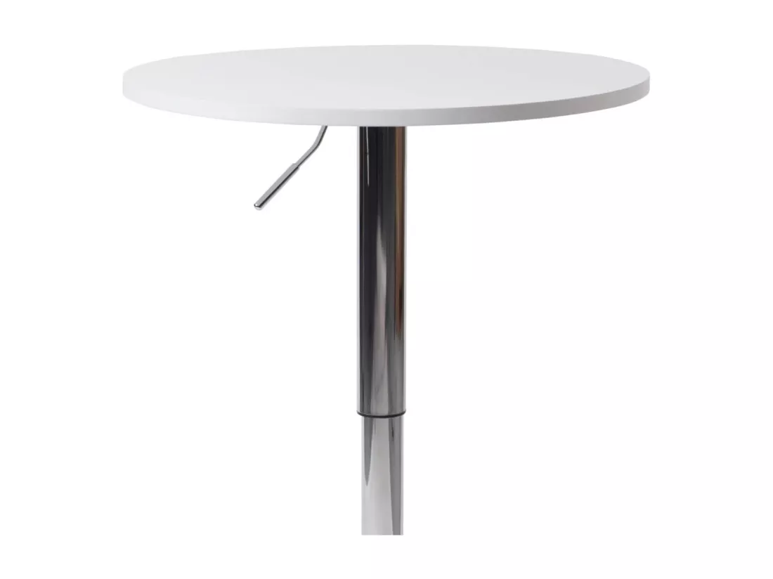 Table de Bar Haute Ø60 cm – Mange-Debout hauteur réglable et Pivotant SETI (Blanc)