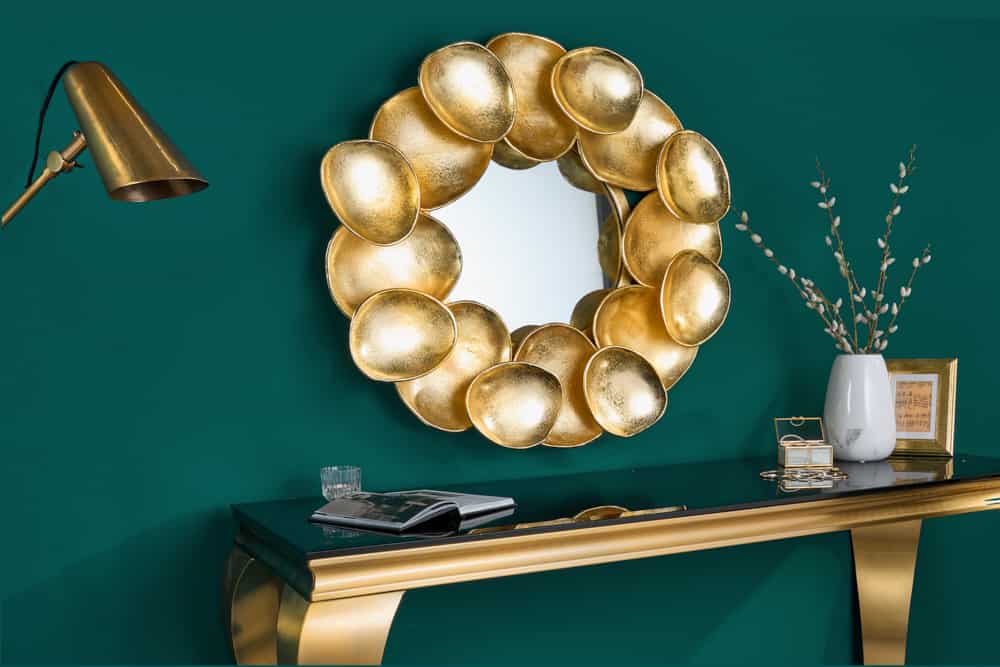 Design Spiegel VARIATION L 73cm gold aus Metall Handarbeit